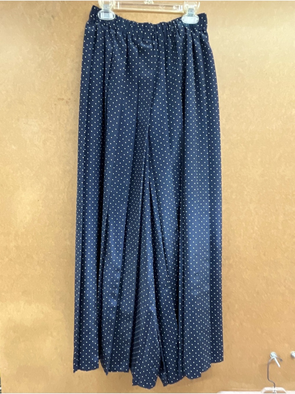 Ladies Navy Polka Dot Wide-Leg Pants